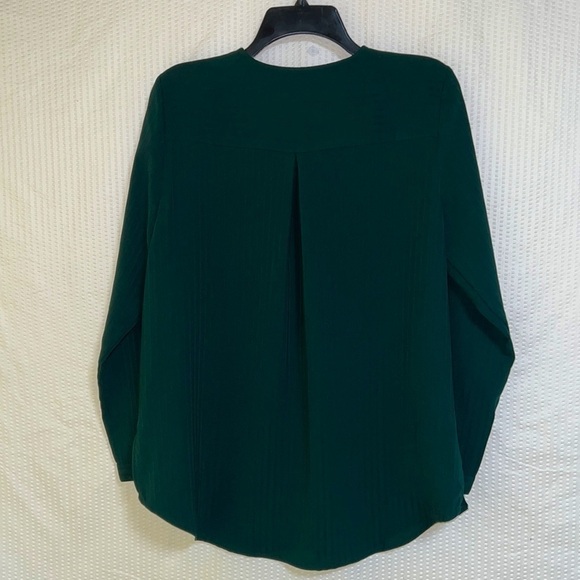 Adrianna Papell Forest/Dark Green V-Neck Long Sleeve Blouse Top Tunic - Sz Med - Picture 2 of 11